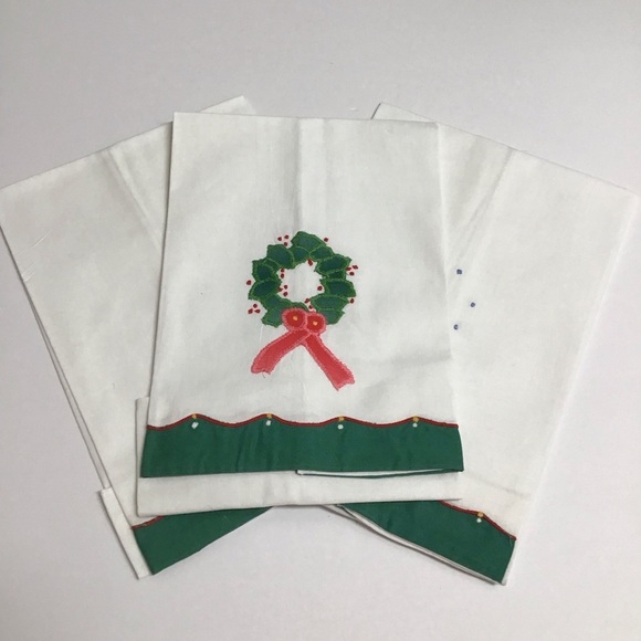 Lillian Vernon Christmas Tea Towels Holiday SET OF 3 Appliqués 1984 Vintage NEW - Picture 3 of 14